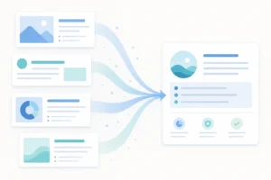 AI検索の回答に企業サイトの情報が引用される流れを表したイメージ