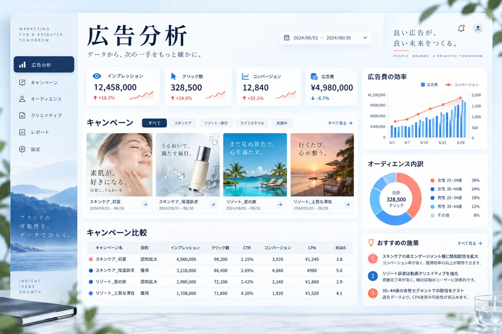広告分析とキャンペーン改善の画面イメージ